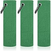 PEASUG 3 Pack Golf Towels (16" x 16"), Absorbent Waffle Pattern Golf Towel for Golf Bag, Tri-Fold Portable Microfiber Golf Towels for Men & Women with Carabiner Clip, Green