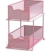 Simple Houseware 2 Tier Sliding Cabinet Basket Organizer Drawer, Pink