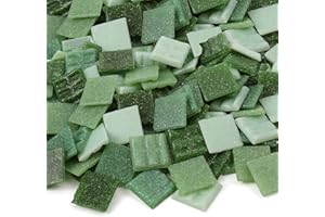 Milltown Merchants™ Green Mosaic Tiles - Bulk Mosaic Tile Assortment - 3/4 Inch (20mm) Mixed Colors Venetian Glass Tile - 1 Pound (16 oz) Craft and Backsplash Tile