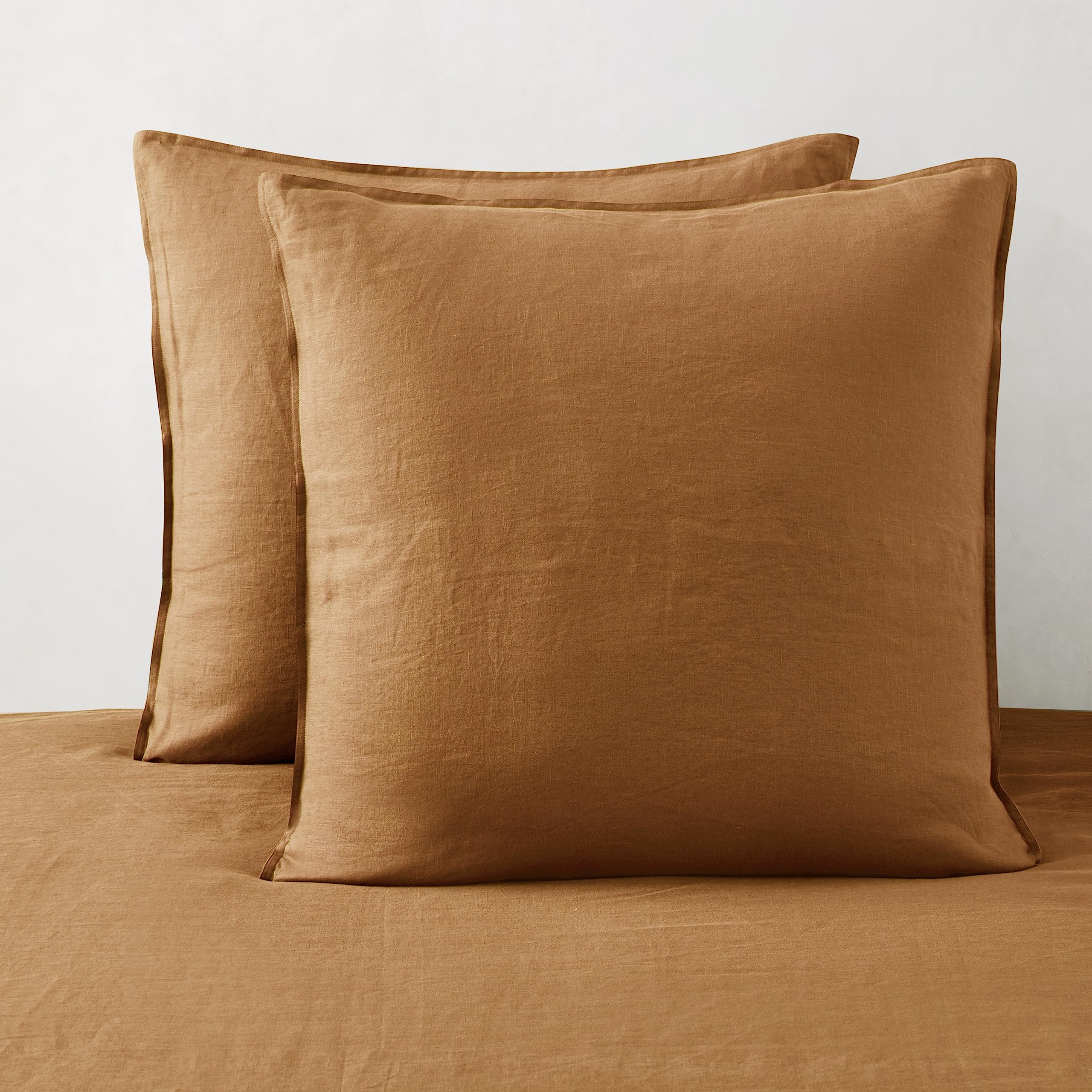Photo 1 of ATLINIA Linen Pillow Cases Euro Sham - 26 x 26 Inch Bed Pillow Protector Cover Set of 2 Bedding Cooling Neutral Pillowcase Shams Rust