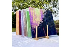 Unicoshape Stained Glass Sheets 12” x 12”, Mosaic Glass 6-Pack (5.8sf), Colorful Cathedral Art and Crafts Sheets for DIY Hobbyists and Projects, Assorted Colors, Easy to Cut (Iridescent Opal)