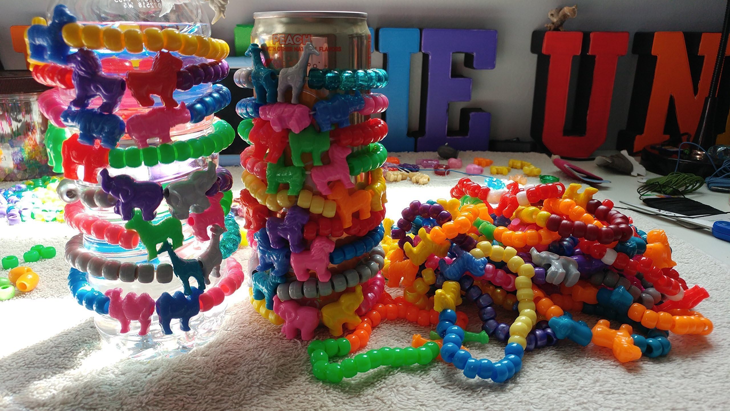Set of 5 Animal Kandi Singles / Rave Stretch Bracelets / EDM / Party Favors