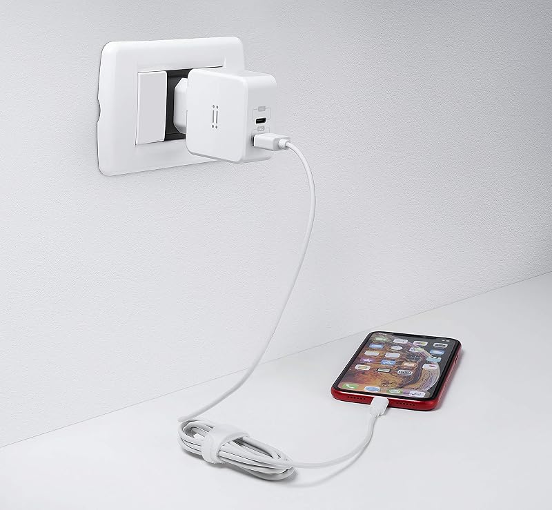 aiino - Alimentation USB-C pour iPhone 12/12 Pro, 27W, Chargeur Rapide, 2 Ports USB Quick Charge 3.0, USB Type C PD, Compatible avec iPhone 12/12 Mini/11 Pro/11 Pro Max/11/X/SE, iPad/iPad Pro - Blanc