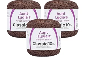 Aunt Lydia's Bulk Buy Crochet Cotton Classic Crochet Thread Size 10 (3-Pack) Fudge Brown 154-131