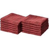 Amazon Basics Soft Absorbent Fade Resistant 100% Cotton Washcloths for Body and Face, 12