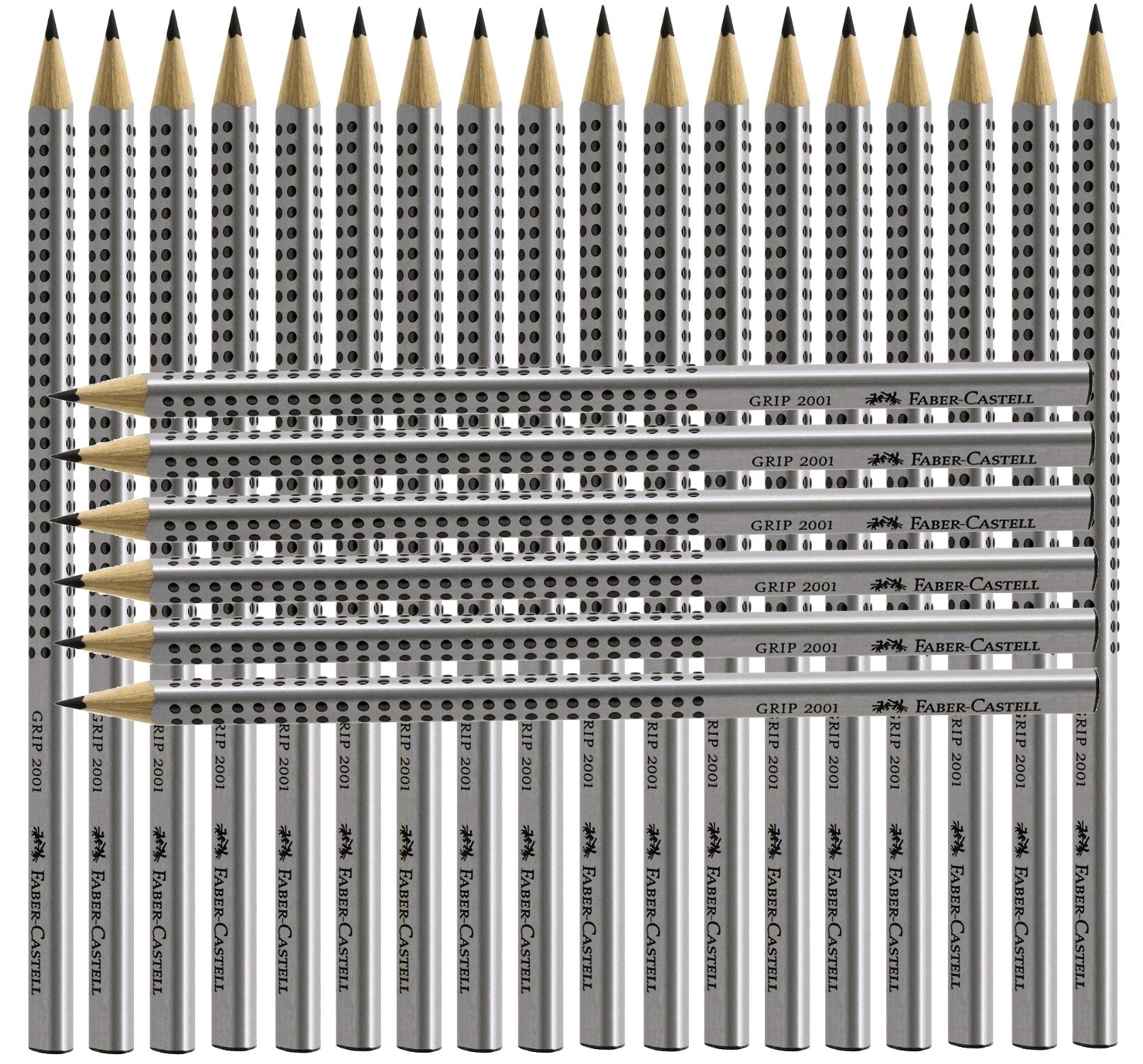 Faber-Castell Grip 2001 Pack of 6 Pencils silber HB