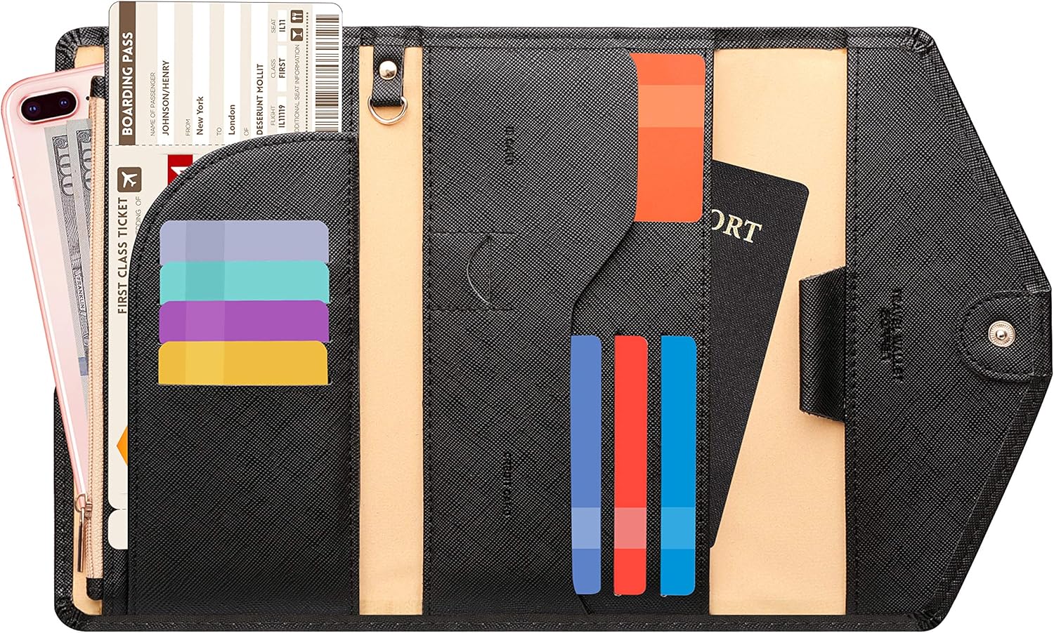  | Zoppen Multi-purpose Rfid Blocking Travel Passport Wallet (Ver.4) Tri-fold Document Organizer Holder, 23 Paradise Blue | Passport Wallets