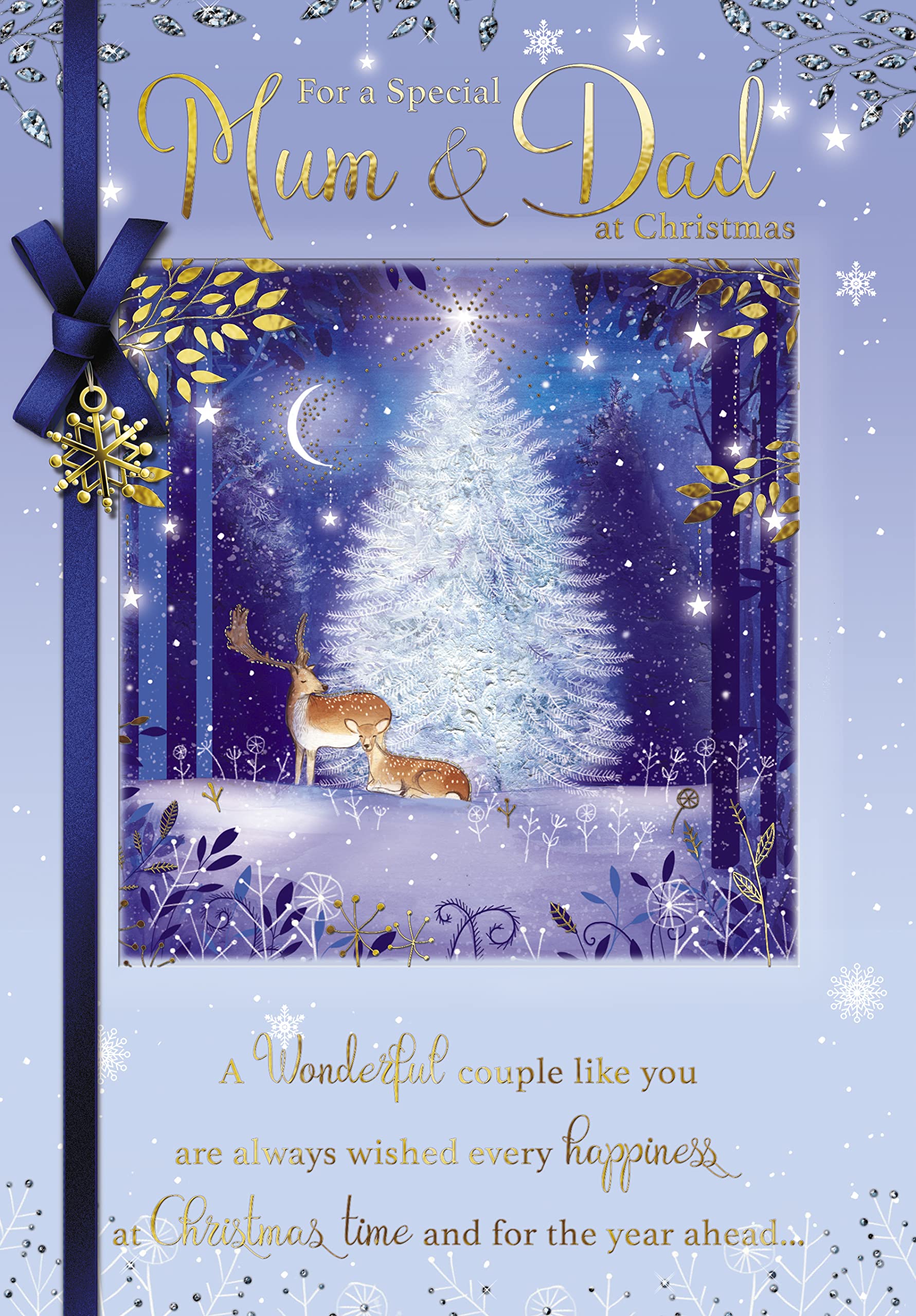 Paper House Special Mum and Dad Christmas Card From Deer in the Forest, Winter Magic - For Both of You