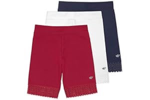 Lucky & Me Girls Bike Shorts, Super Soft Cotton Modal Blend with Lace Trim, Jada 3 Pack