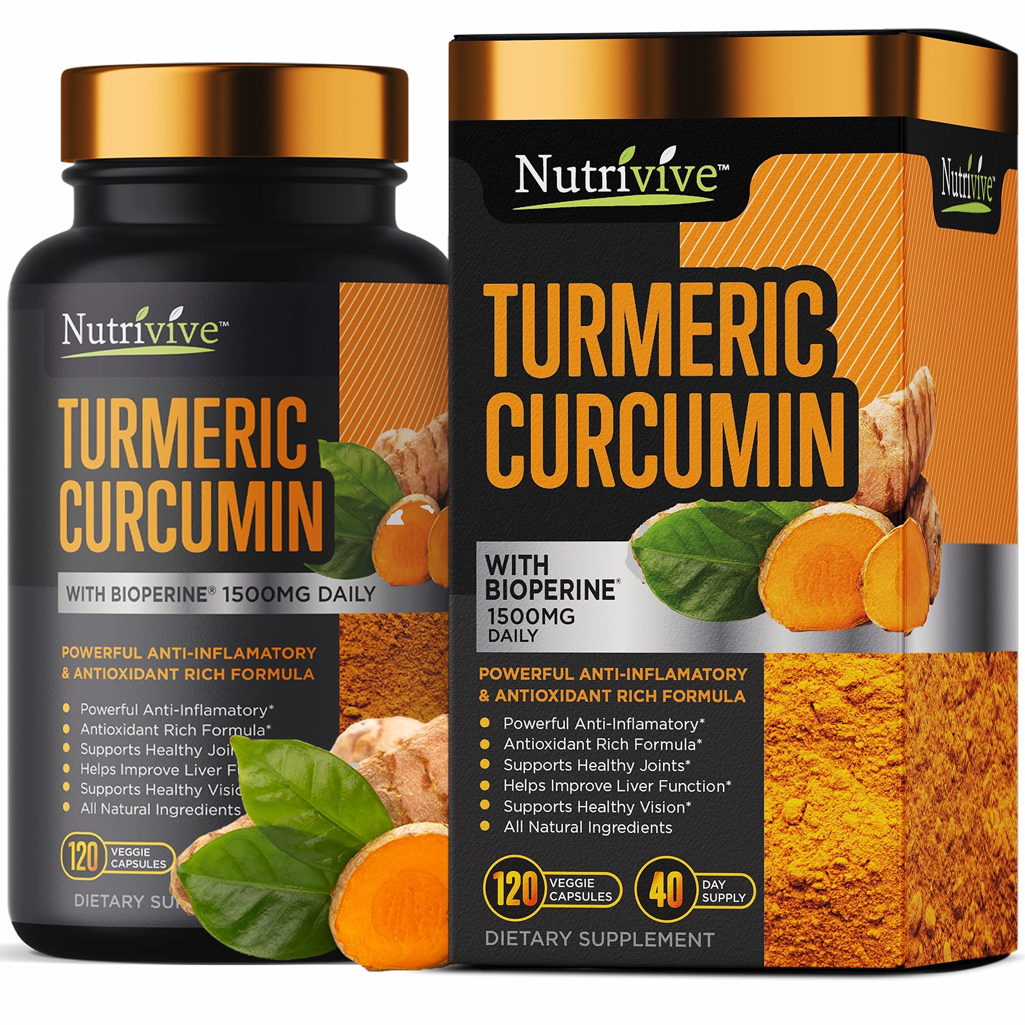 Buy Turmeric Curcumin with BioPerine, 1500mg Black Pepper s, Natural