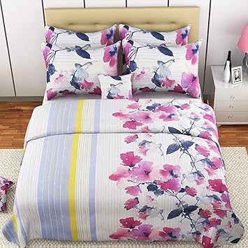 Mafatlal Mayfair Series, Pure Cotton Soft Finish Easy to Wash 144 TC Premium Bedsheets for Double Bed with 2 Pillow Covers, King Size Bedding Set Combo (Eggplant)