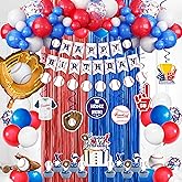 Baseball Party Decorations, Baseball Birthday Party Supplies Kit, Include Sport Themed Birthday banner, Foil Fringe,Hanging Swirls, Baseball Balloons, Cake&Cupcake Toppers