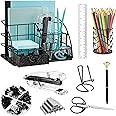 KAAKOW Black Desk Organizers and Accessories Office Supplies Set Stapler, Pen Holder, Phone Holder, Scissors, Pen, Ruler, 30 Paper Clips, 22 Binder Clip, 20 Tacks and 1000pcs Staples