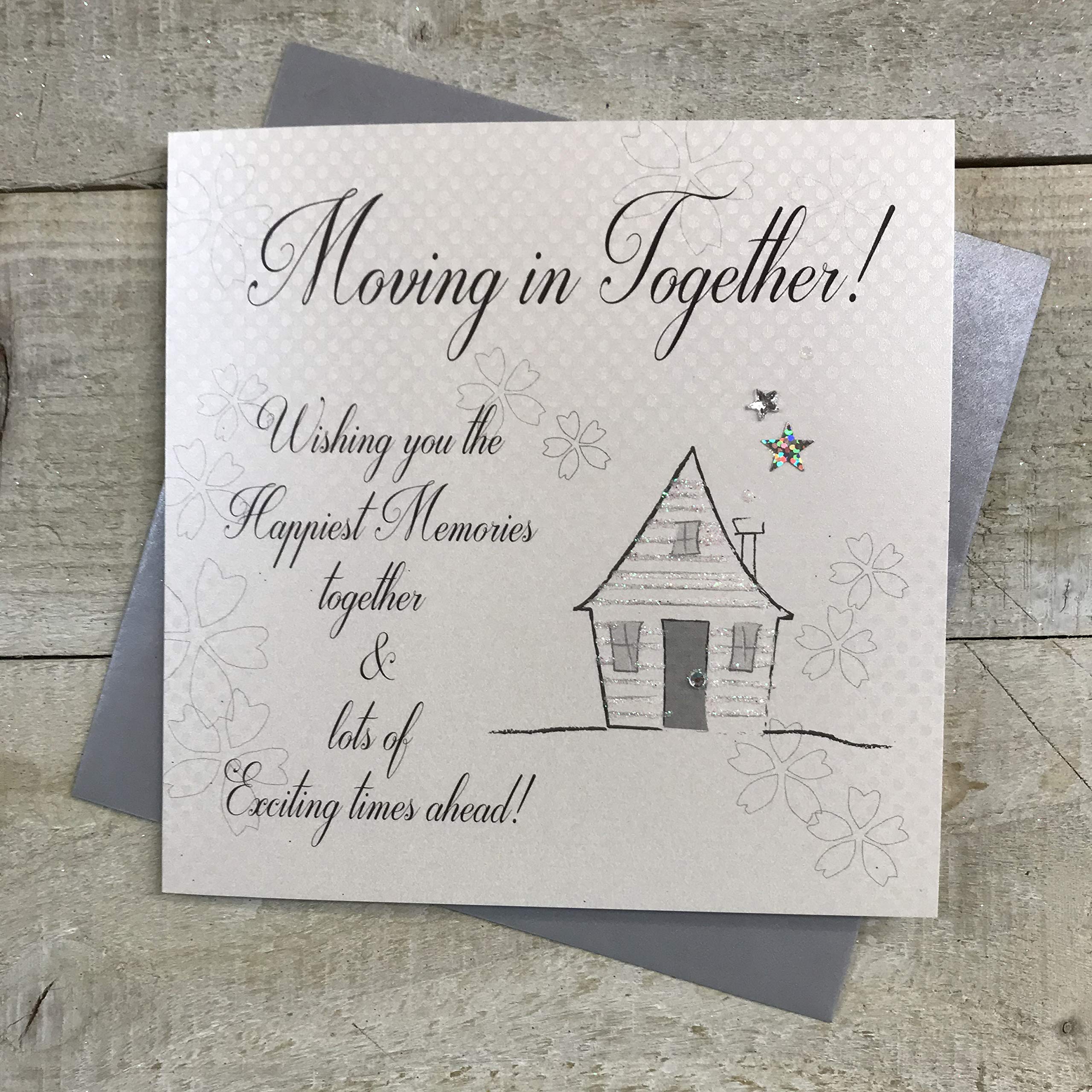 White Cotton Cards Handmade New Home Card, Moving in Together! SS253, grey|green|black|yellow,16 x 16 cm