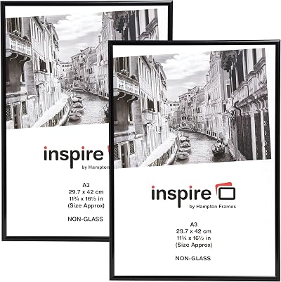 Hampton Frames Backloader Poster Frame Pack of 2 A3 Black Acrylic Front