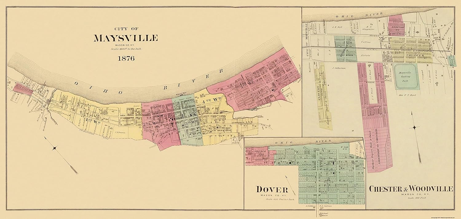 Historic City Maps MAYSVILLE KENTUCKY (KY/MASON COUNTY) MAP 1876 Matte Art Paper Amazon.ca