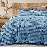 Sasttie Fluffy Comforter Set Queen 3 Pieces - Super Soft & Fuzzy Greyish Blue Comforter Set for Winter Warm Fleece Bedding, 1 Luxury Heavy Faux Fur Down Alternative Comforter with 2 Pillow Cases