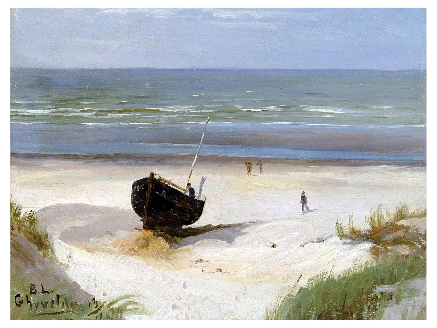 Seascape Beach Boat sea by B. Lindholm Tile Mural Kitchen Backsplash Ceramic