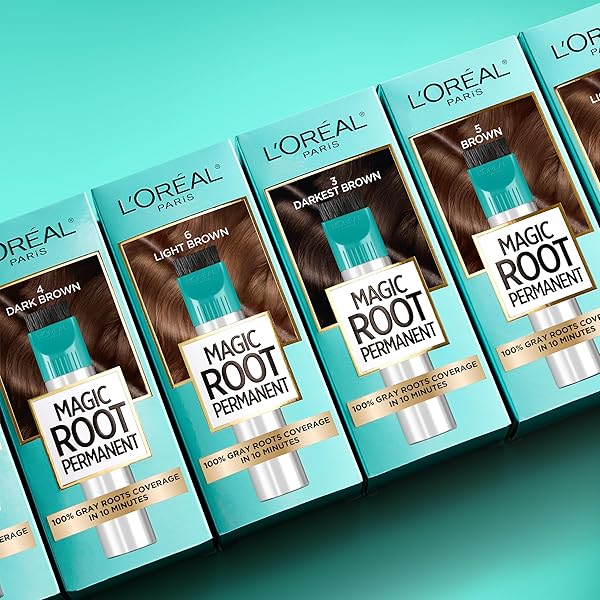 L’OREAL PARIS MAGIC ROOT RESCUE 10 MINUTE ROOT HAIR COLORING KIT, PERMANENT COLOR WITH QUICK PRECISION APPLICATOR, 100 PERCENT GRAY COVERAGE, 4 DARK BROWN, 1 KIT (PACKAGING MAY VARY)