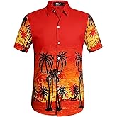 SSLR Mens Short Sleeve Button Down Shirts Casual Summer Hawaiian Shirts for Men
