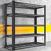 REIBII 3010LBS Storage Shelves 72" H Garage Shelving Heavy Duty Metal Shelving 5 Tier Adjustable Metal Shelves for Storage for Kitchen Pantry Warehouse Basement 72" H x 35.5" W x 16" D, Black