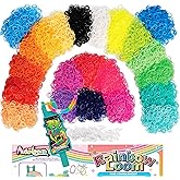 Rainbow Loom 11,000 Neon Bands AutoLoom Refill Mega Pack &amp; Jewelry Kit | Bulk Rubber Band Set with 22 Bright Colors &amp; AutoLoom Tool for Fast DIY Bracelet Making, Rings &amp; Charms for Kids Ages 7+