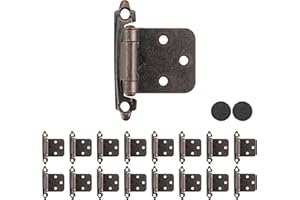JQK 1/2 Inch Overlay Cabinet Door Hinges Oil Rubbed Bronze, 20 Pack 10 Pairs Flush Face Mount Cupboard Self-Closing Kitchen Cabinet Hinges with Door Bumper, CH200-ORB-P20