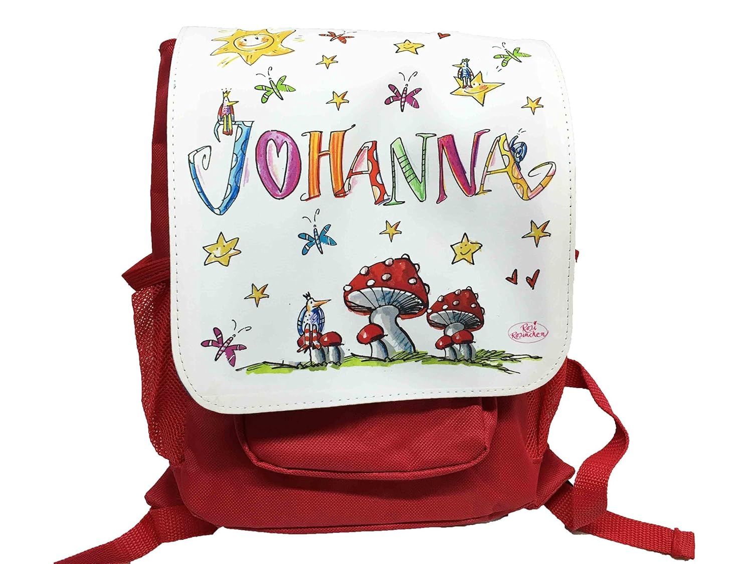 Kindergartenrucksack mit Namen, Glückspilz, Rosirosinchen, personalisierter Kinderrucksack ...
