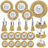 Elsjoy 23 Pack Wire Wheel Brush for Drill, Brass Drill Wire Brush Set | Carbon Steel Cup Brush Kit, Crimped Wire Cup Brush for Polishing, Rust Removal, Paint Cleaning, 1/4" Hex Shank Drill