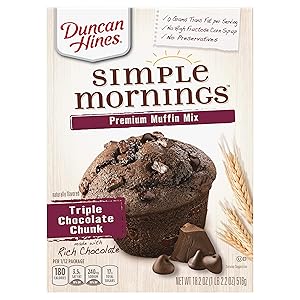 Duncan Hines Simple Mornings Triple Chocolate Chunk Premium Muffin Mix, 18.2 OZ