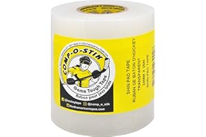 Clear Hockey Tape, Thick and Strong Poly Shin Pad Tape, COMP-O-STIK 4 Pack 24MM X 25M, Exceptional Performance with Minimal A