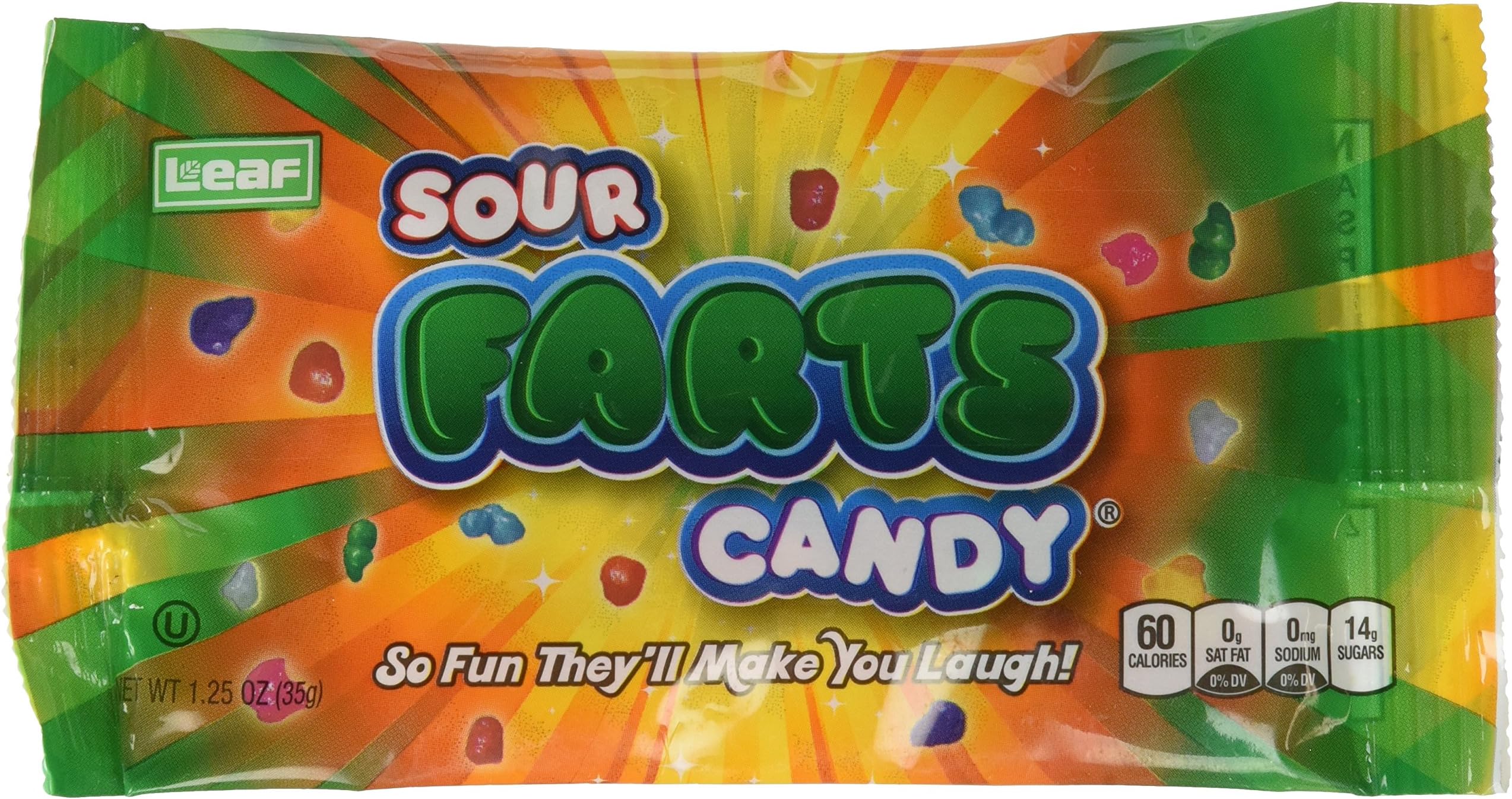 Leaf Brands Sour Farts Single Serving Candy, 24 Count, 1.25 Oz, (Pack of 6)