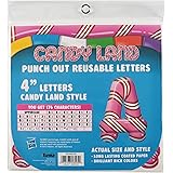Eureka Back to School Candy Land Punch Out Deco Letters Classroom Decorations, 176pc, 4'', Candy Land Peppermint Stripes, Mod