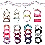 Saana Priti Spiral Hair Tie Set Ponytail Accessories Hair Bands Multi-Colors 32Pcs No Metal Elastic Spiral Hair Ties 5mm…