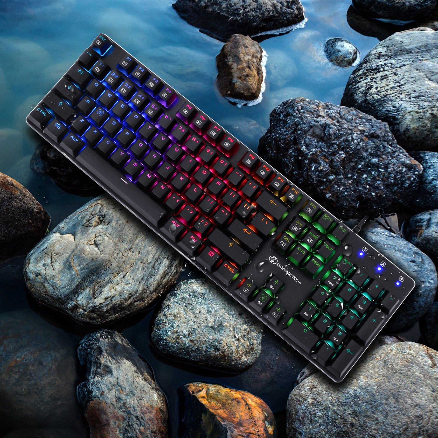 Mechanical Keyboard Wired RGB Gaming Keyboard with Brown Switches LED-Backlit Mode for Office Gaming by Gofreetech