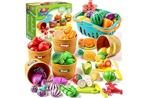 JOYIN Educational Toys Play Food Set for Toddlers, Cutting Food for Preschool Activities, Play Kitchen Accessories, Learning 
