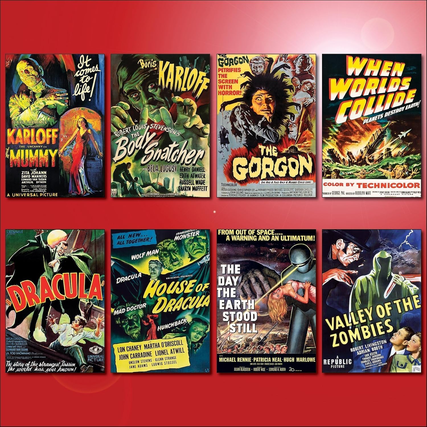 Classic B Movie Film Poster Fridge Magnets - Set of 8 large fridge magnets No.3