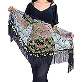 ZLTdream Glitter Triangle Samba Belly Dance Hip Scarf Sparkle Wrap Belt Skirt for Women's Shawl Versatile Waist Accessory