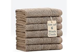 Casa Platino Washcloths 6 Pack - Spa & Salon Quality - 100% Ring Spun Mercerized Cotton Face Towels - Very Soft & Absorbent Wash Cloths for Body, Beauty, Home, Gym - Fingertip Towels - 13"x13", Taupe