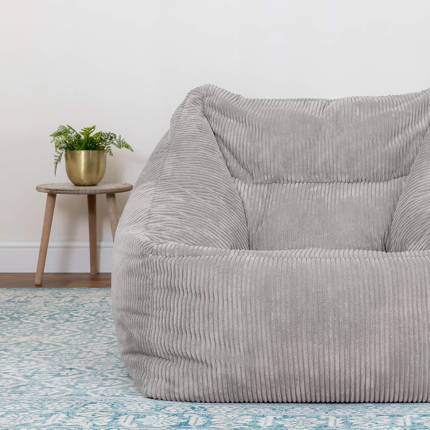 icon Natalia Cord Bean Bag Chair, Grey, Large Adult Bean Bag with Filling Included, Comfy Chair, Armchair, Living Room - Image 4