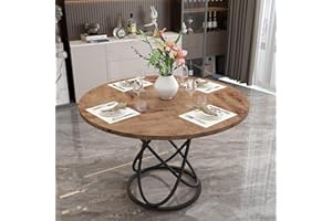 GOLDFAN Round Dining Table, Large Wooden Dining Table, 47 Inches Farmhouse Style Kitchen Table for Kitchen Dining Room