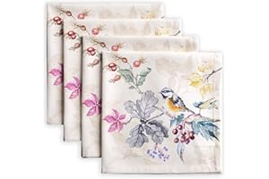 Maison d' Hermine Napkin 100% Cotton 20"x20" Decorative Table Cloth Napkins Set of 4 for Gifts, Dining, Holidays, Buffet Parties & Wedding Use, Equinoxe - Beige - Thanksgiving/Christmas