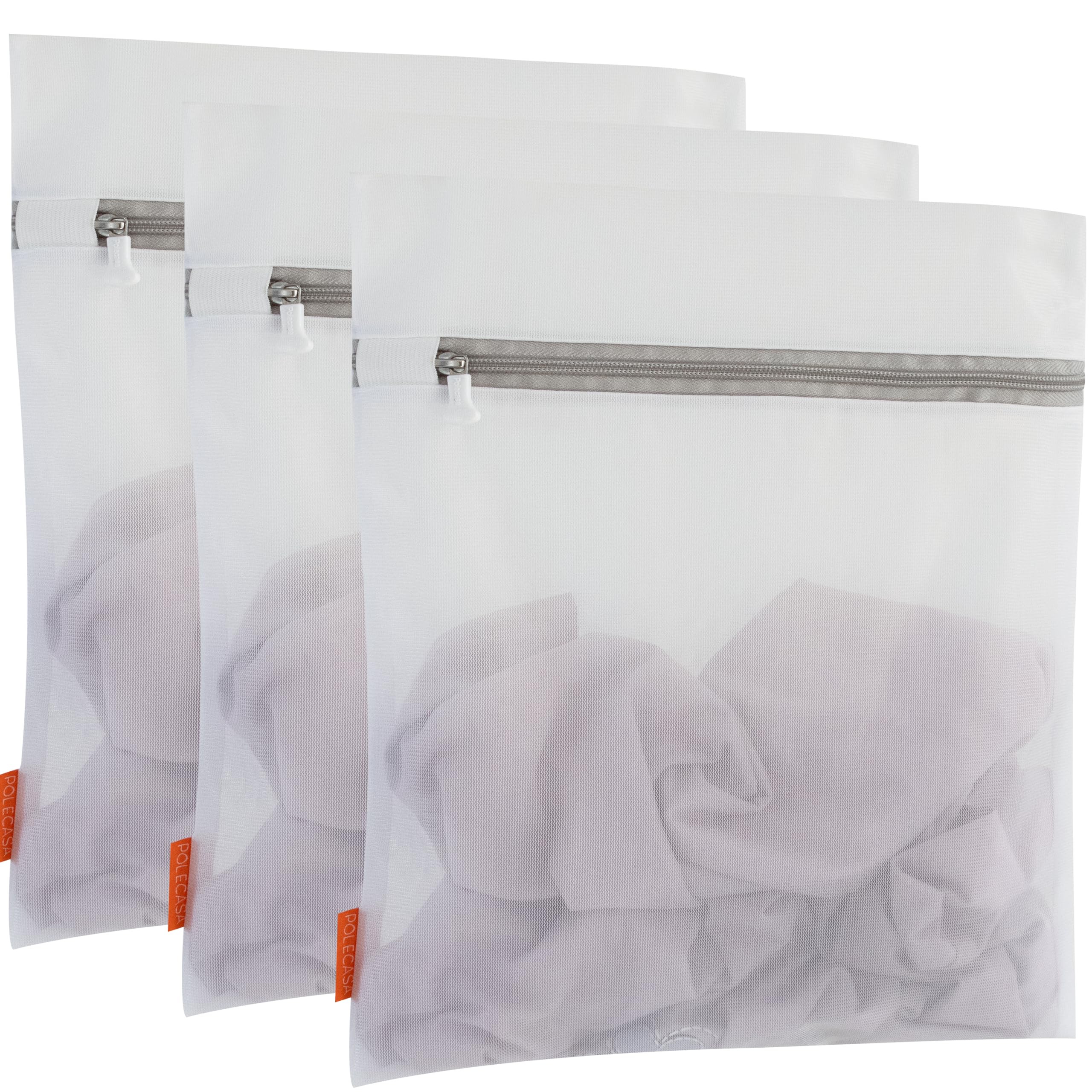 Polecasa 3Pcs 16 x 20 Inches Extra Durable Fine Mesh Laundry Bags with Sturdy Zipper for Delicates (3 Large)