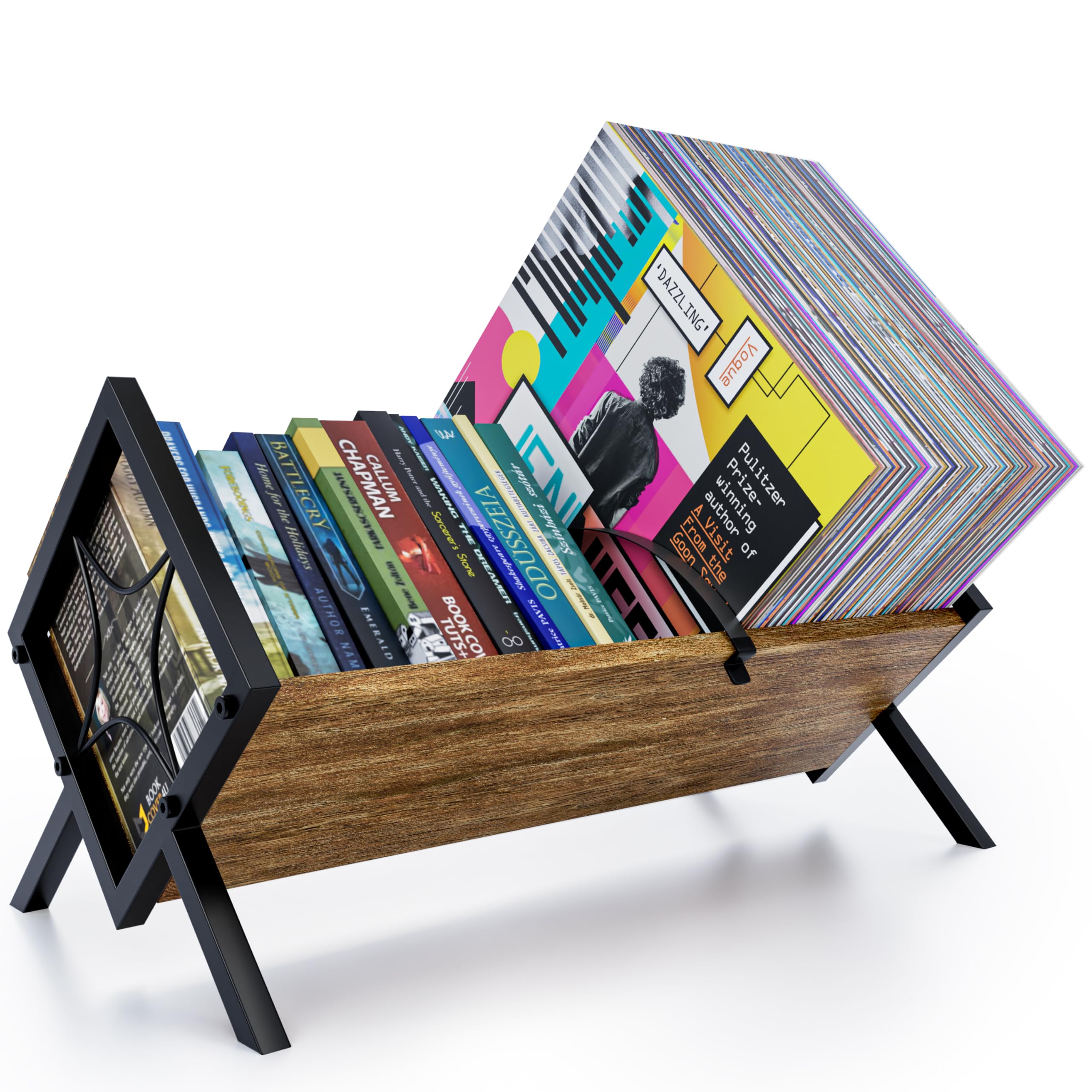 Photo 1 of SAYONEYES Vinyl Record Storage Rack with 100 LP Capacity – Heavy Duty Record Holder for Vinyl Albums - Premium Construction, Scratch-Resistant Finish, and Modern Design for Any Music Room
