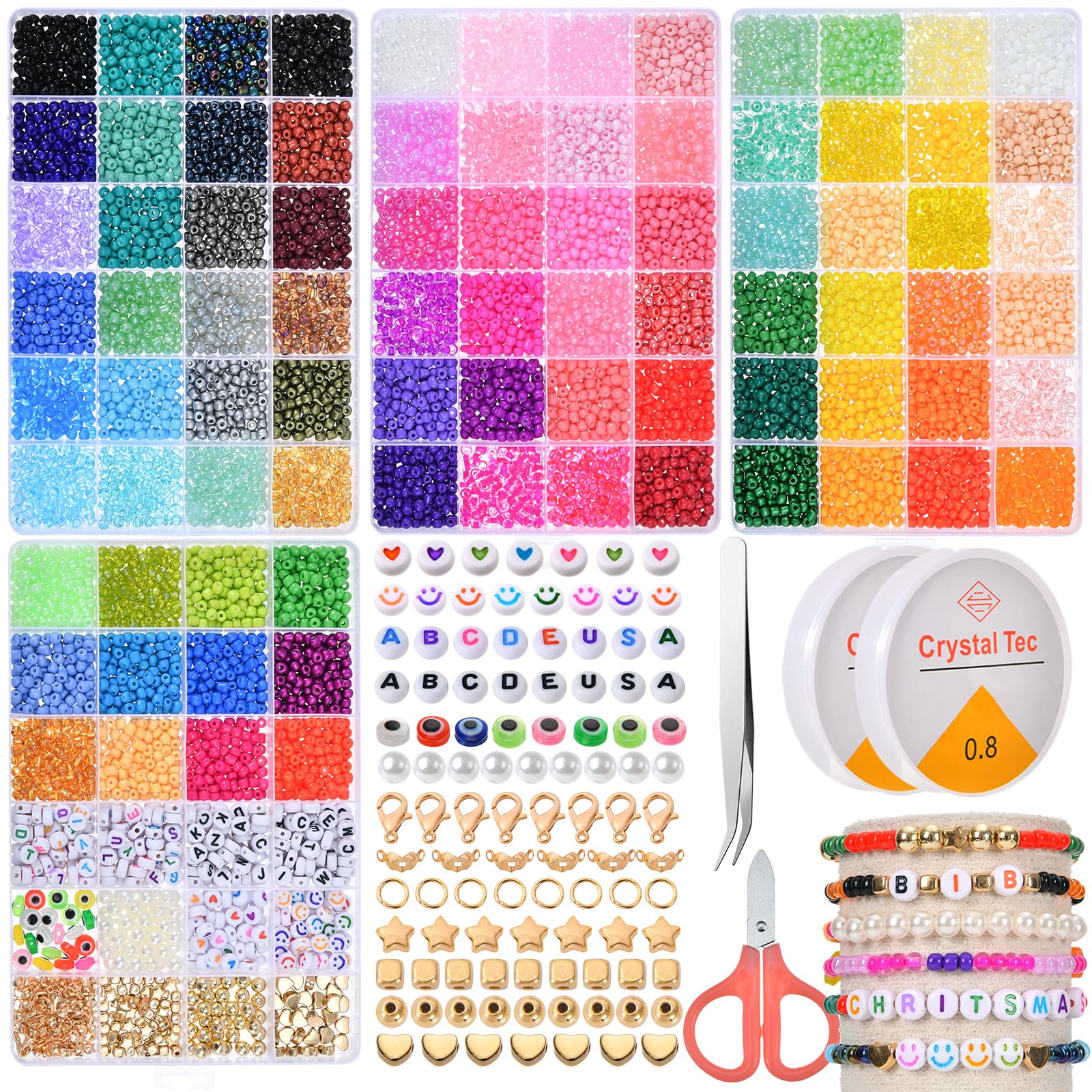 WANIX 15000 Pcs Glass Beads for Bracelet Making, 84 Colors 4mm Seed Bead for Friendship Bracelet Making Kit Craft Beads for Teen Girls Adult