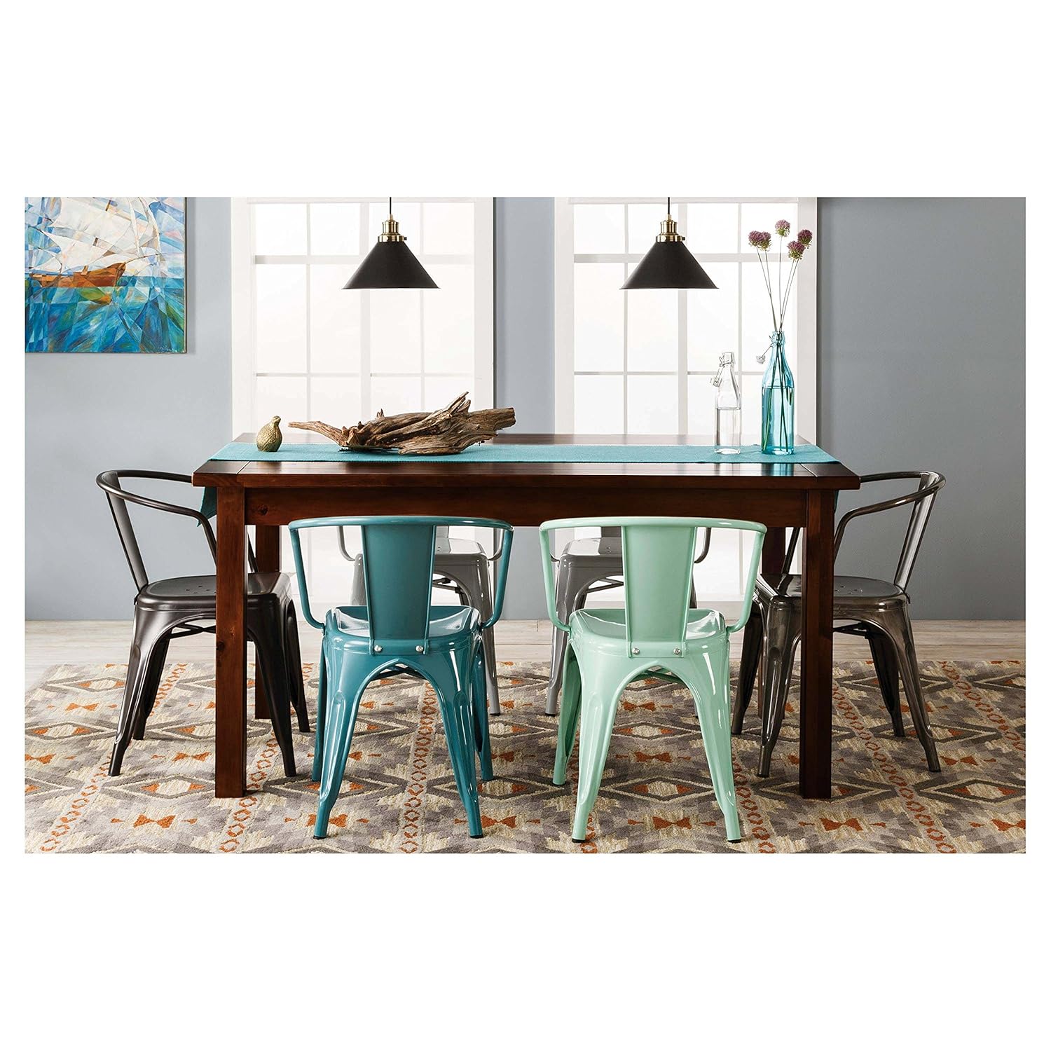 Aprodz Mango Wood Stylosi 6 Seater Dining Table Set For Home Dining Furniture Multicolor Finish Amazon In Furniture