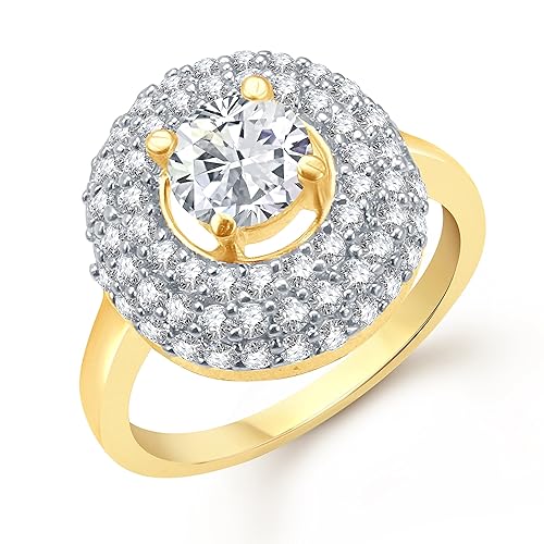 VK Jewels Eye Catchy (CZ) Gold and Rhodium Plated Ring - FR1076G [VKFR1076G]