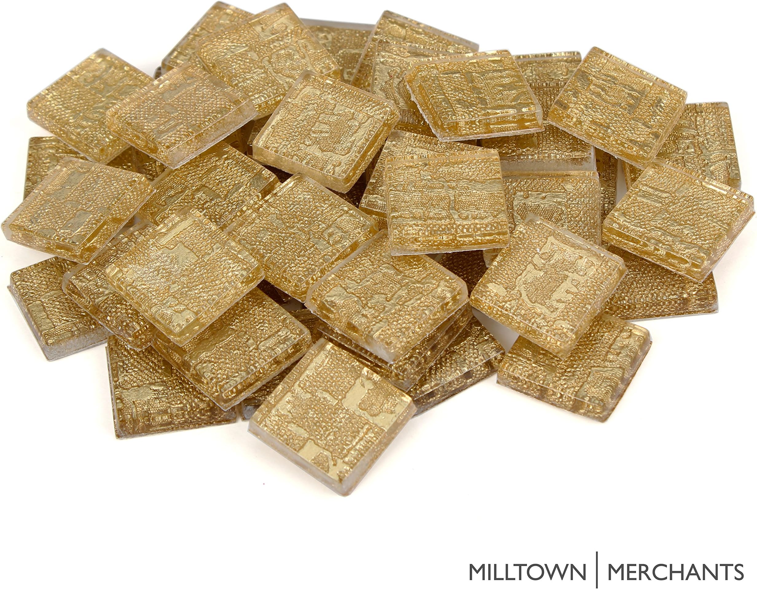 Milltown Merchants 3/4 Inch (20mm) Foil Mosaic Tile (1 Pound, Gold Graffiti)