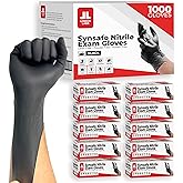 London Labs Synsafe 4 Mil -Black Nitrile Exam Gloves –Disposable Latex Free & Powder Free – Extra Strong, Rubber Gloves – First Aid Kit, Medical, EMT, Cleaning, Cooking | Bulk Case of (1000 ct)
