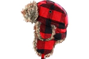 THE HAT DEPOT Faux Fur Safety Reflective Aviator Trapper Hat Snow Ski Trooper Winter Cap